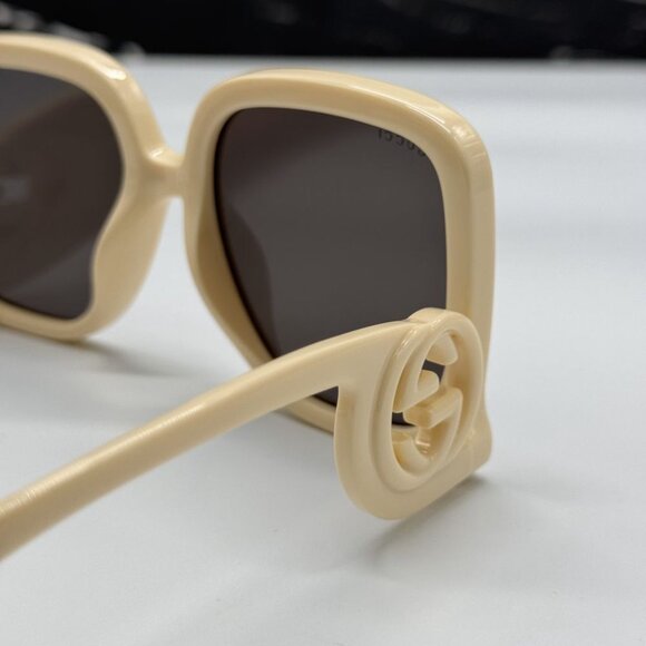 NEW GG1326S 009 GUCCI SUNGLASSES OVERSIZED IVORY GREY WOMEN EYEWEAR GUCCI - Picture 10 of 13